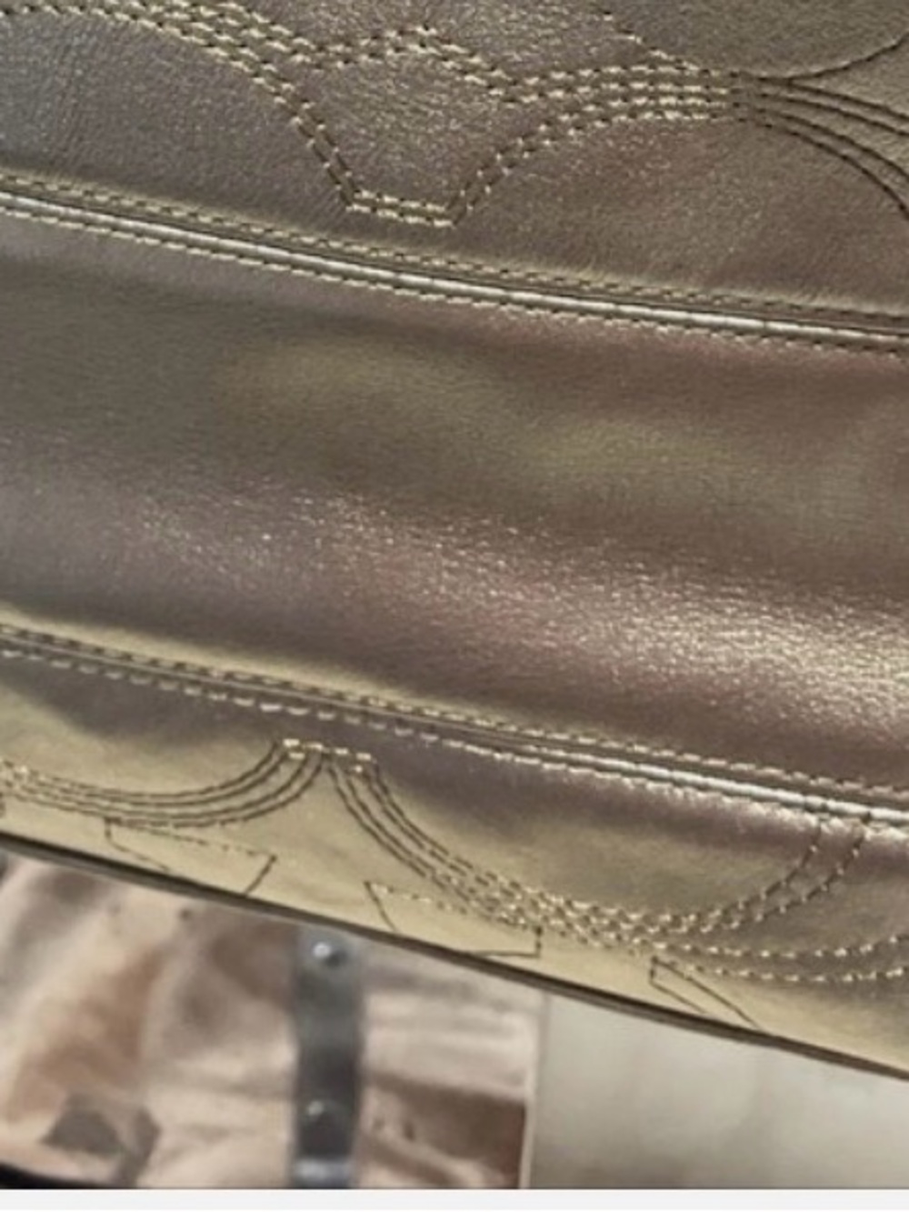 Coach Gold Shoulder Bag with Signature Embossed Design - Picture 9 of 10